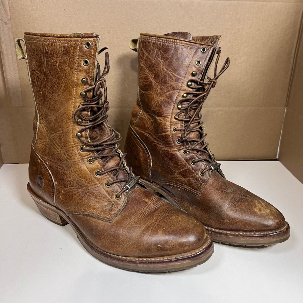 Double-H Mens Lacer Brown Leather Work Boots Size 11.5 Logger Utility